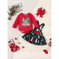 thumbnail image 2 of Wassery Baby Girls Christmas Outfits Christmas Tree Print Long Sleeves Romper Suspenders Skirt 3M 6M 9M 12M Infant Girls 2 Piece Fall Clothes, 2 of 9