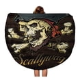 thumbnail image 1 of LADDKA 60 inch Round Beach Towel Blanket Ship Skallywag Pirate Skull Flag Tattoo Death Cross Sailor Travel Circle Circular Towels Mat Tapestry Beach Throw, 1 of 2