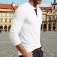 thumbnail image 4 of Domuza Men's Long Sleeve Henley Shirts Cotton 3-Button Casual Fashion Tshirts Fall Soft Comfy Solid Color Regular Fit Basic Tee White L, 4 of 5