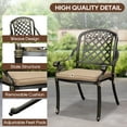 thumbnail image 3 of 4-PCS Cast Aluminum Patio Dining Chairs, All Weather Patio Bistro Dining Chairs Set of 2 with Armrests & Cushion, Stackable Patio Dining Chairs for Garden, Balcony, Deck, Bronze (With Cushion), 3 of 5
