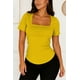 thumbnail image 1 of Blusa de licra fresca y elegante cuello cuadrado Amarillo Chica, 1 of 2