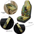 thumbnail image 6 of Xixirimido Automotive Seat Covers for Cars Trucks and SUVs Car Seat Covers for Front Seats with Car Seatbelt Covers & Armrest Box Cover, Set of 5, Black Cat Colorful Floral, 6 of 8