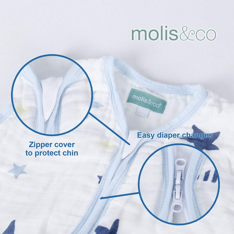 Molis & co Muslin Baby Sleeping Bag and Sack 12-18 Months , Super Soft and  Light Wearable Blanket , Unisex 0.5 TOG 