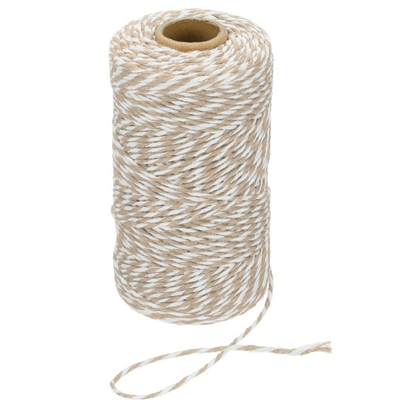 Uxcell 2mm x 109 Yard Cotton Butcher Bakers Twine for Gift Wrapping Arts Crafts Gardening, Khaki White
