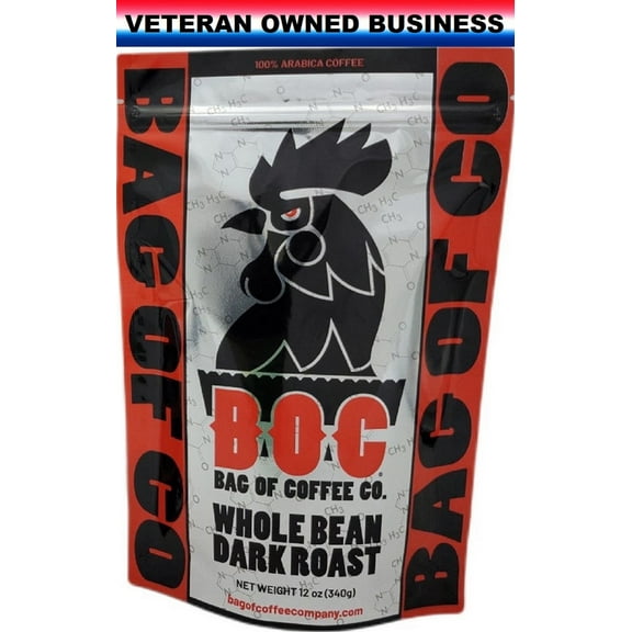 Bag Of Coffee Company, Whole Bean Coffee Dark Roast, 100% Arabica Whole Bean Coffee, Organic, Whole Bean Coffee Espresso, Dark Whole Bean Coffee, 12 Ounce Bag
