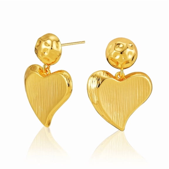2021 Brass Plated 18K Real Gold Solid Heart Pendant Temperament Earrings Retro Fashion Earrings Night Market