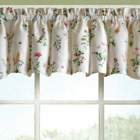 English Garden Floral White Jacquard Kitchen Curtains 12 X 55