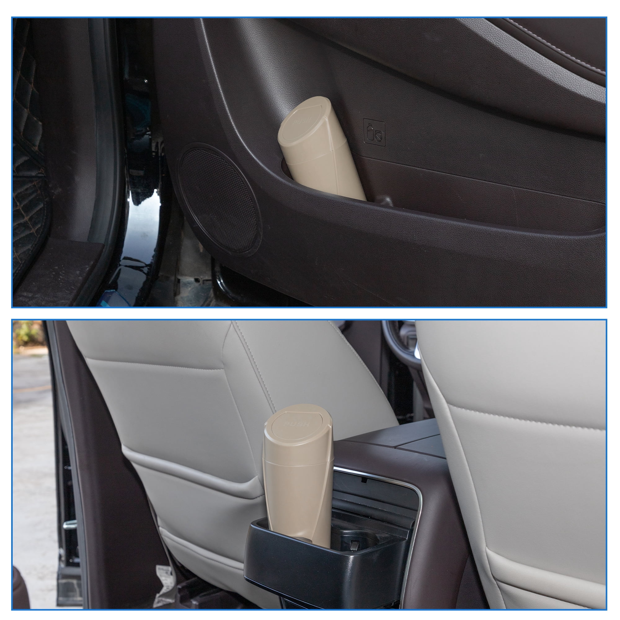 Unique Bargains 1 Pcs Car Trash Can 3.1x7.9in Bin Auto Portable ABS Cup Beige