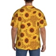 thumbnail image 3 of Rateoe Yellow Leopard Print Sunflower Pattern Men's Short Sleeve Classic Shirt, Casual Short-Sleeved Shirt, Lightweight Summer Shirt, Cuban Collar Shirt,Button-Front Shirt-Medium, 3 of 5
