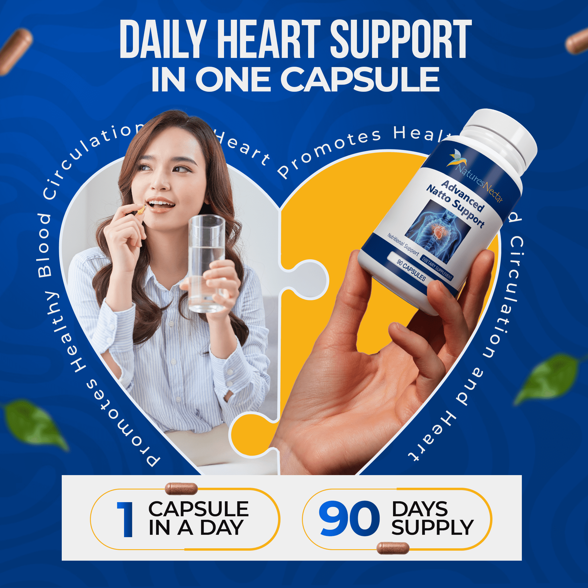 Nattokinase 5000 FU Supplement- 250mg of Natto Kinase Powder All Natural Blood Thinner Capsules Made from Organic Fermented Beans Can Help to Improve Blood Circulation