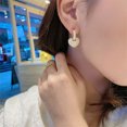 thumbnail image 2 of Pendientes de aro pequeños JAMW perlas oro de 14K para mujer, 2 of 5