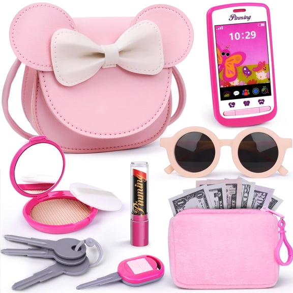 Set de monedero Pretend Play con juguetes de maquillaje para niñas de 3 a 7 años