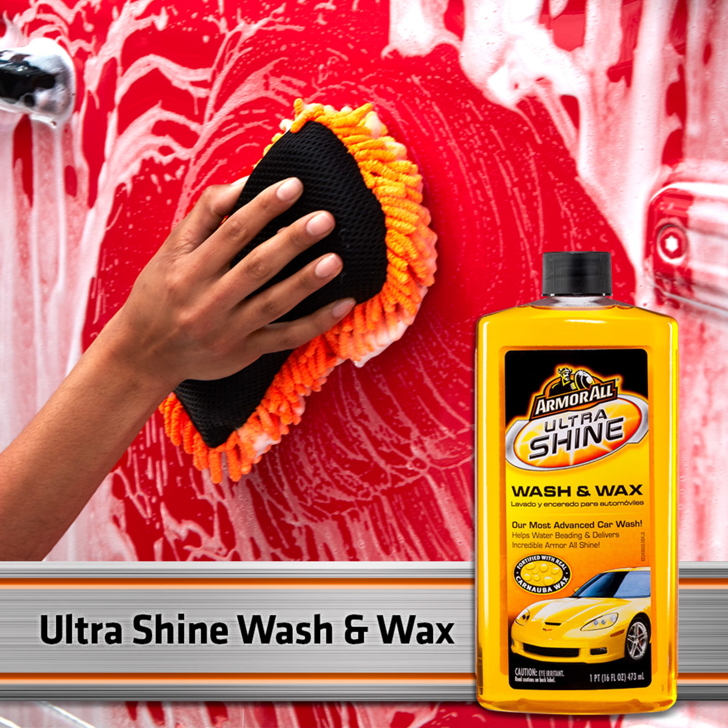 Armor All Ultra Shine Car Wash and Wax by Armor All, Car Wax and Cleaner  for Cars, Trucks and Motorcycles, 16 Fl Oz