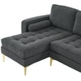 thumbnail image 4 of 85" Boucle Yarn Fabric Sectional Sofa Couch with Reversible Chaise, L-Shape Couch with Bolster Pillows and Metal Legs, Convertible Sofa for Living Room Apartment Small Space, Dark Grey, 4 of 7