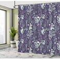 thumbnail image 5 of Floral Shower Curtain, Vintage Garden Plants Herbs Flowers Botanical Classic Design Illustration, Cloth Fabric Bathroom Decor Set with Hooks, 69" W x 70" L, Dark Purple, 5 of 5