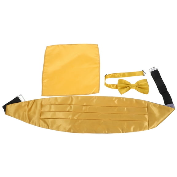 LOLIPPYY 1 Set Men's Cummerbund with Bow Tie and Pocket Square Formal Tuxedo Accessories for Parties