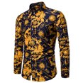 thumbnail image 1 of Blusa y camisa de manga larga con cuello vuelto para hombre, informal, con estampado de rosas, botones, manga larga, cuello vuelto, blusa de poliéster para hombre, 1 of 4