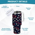 thumbnail image 2 of Yayeee 40oz Stainless Steel Tumbler with Straw and Handle Double-Wall Insulated Travel Water Bottle, Red Starry Pattern, 2 of 8