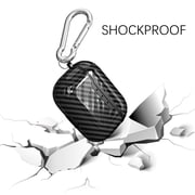AirPods Pro Case with Keychain, Allytech Carbon Fiber Wireless Charging Protective Shockproof Carabiner Bluetooth Earphone Storage Bag Charging Box Cover for Apple Airpods Pro / Airpods 3, Black