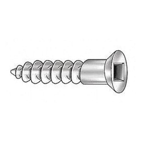 Wood Screw, #8, 1 in, Zinc Plated Steel Flat Head Square Drive, 100 PK