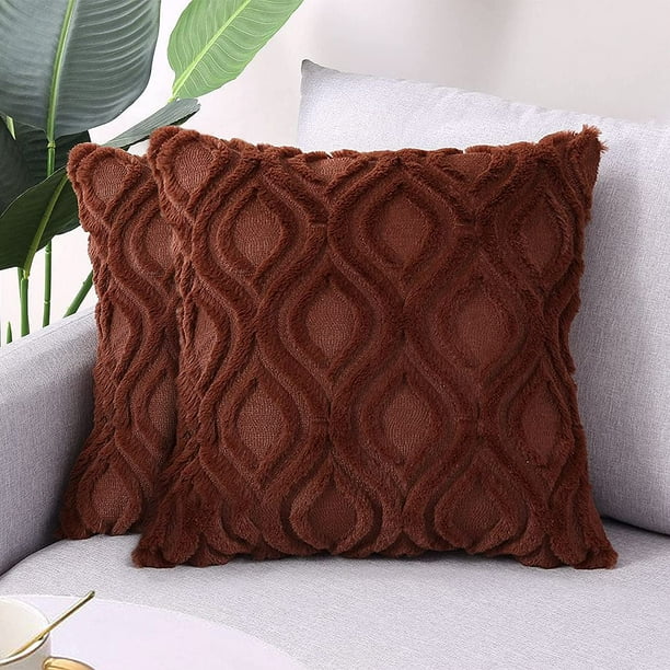 Decorative Throw Pillow Covers 18x18, Faux Fur Farmhouse Boho Pillow