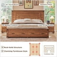 thumbnail image 3 of OKD Farmhouse King Size Bed Frame w/ 54" Tall Geometric Headboard, Rustic Wood Platform Bed w/ 2 Large Storage Drawers, Wood Slats Support, Noise Free, No Box Spring Needed, Reclaimed Barnwood, 3 of 7