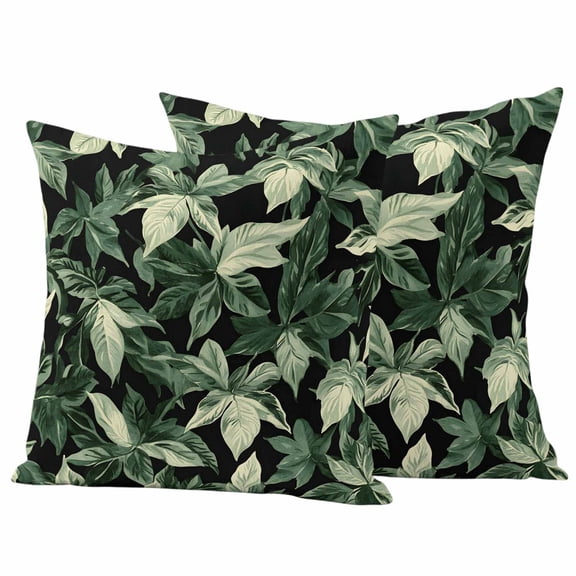Tropical Leaf Outdoor Waterproof Pillow Covers, Summer Palm Tree Branch Nature Modern Decorative Square Throw Pillowcase Sofa Cushion Sham for Patio/Couch/Chair, 16"x16" 2 Pack