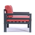 thumbnail image 4 of LeisureMod Chelsea Outdoor Patio Black Aluminum Armchairs With Cushions Set Of 2 in Red, 4 of 6