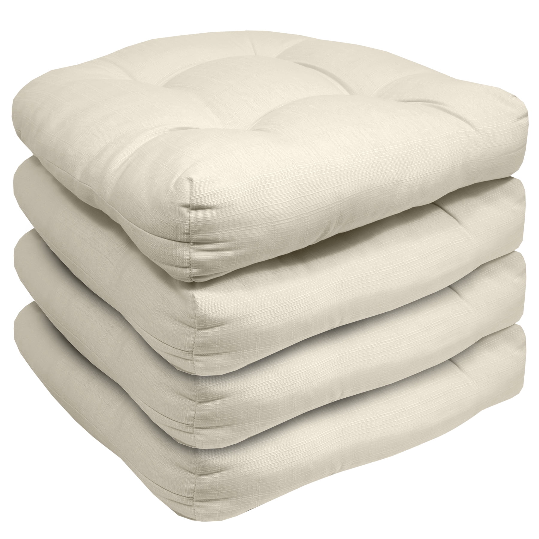 Indoor-Outdoor Reversible Patio Seat Cushion Pad 4 Pack - Cream 19" x