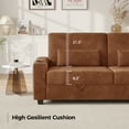 thumbnail image 4 of 87”Large Loveseat Sofa, 3 Seater Couch with Storage, Velvet Fabric Deep Seat Sofa with Pillow& Cup Holders, Modern Comfy Sofa with USB& Type-C Ports, Home Sofa Couch for Living Room Bedroom, 4 of 12