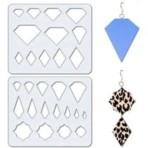 2Pcs Diamond and Rhombus Jewelry Shape Template 2 Styles Acrylic Earrings Making Template Leather Earring Templates WhiteSmoke Cutting Stencil for Earring Necklace Making Jewelry Crafts