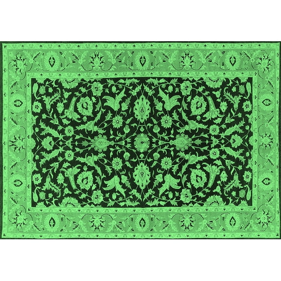 Ahgly Company Indoor Rectangle Oriental Emerald Green Traditional Area Rugs, 8' x 12'