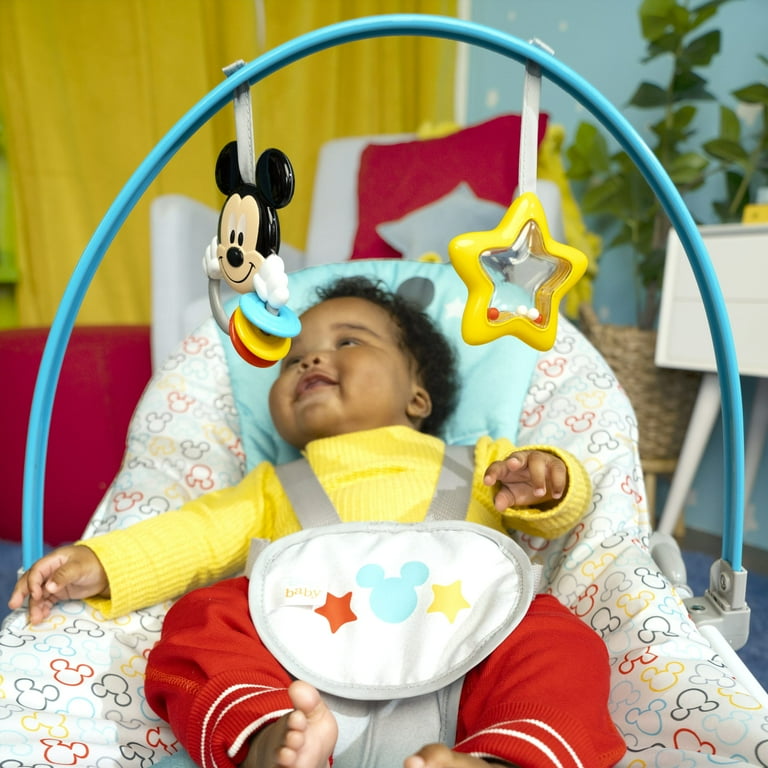 Disney Baby 2 in 1 Slip Resistant Vibrating Infant Toddler Baby Rocker Chair Mickey Mouse by Bright Starts