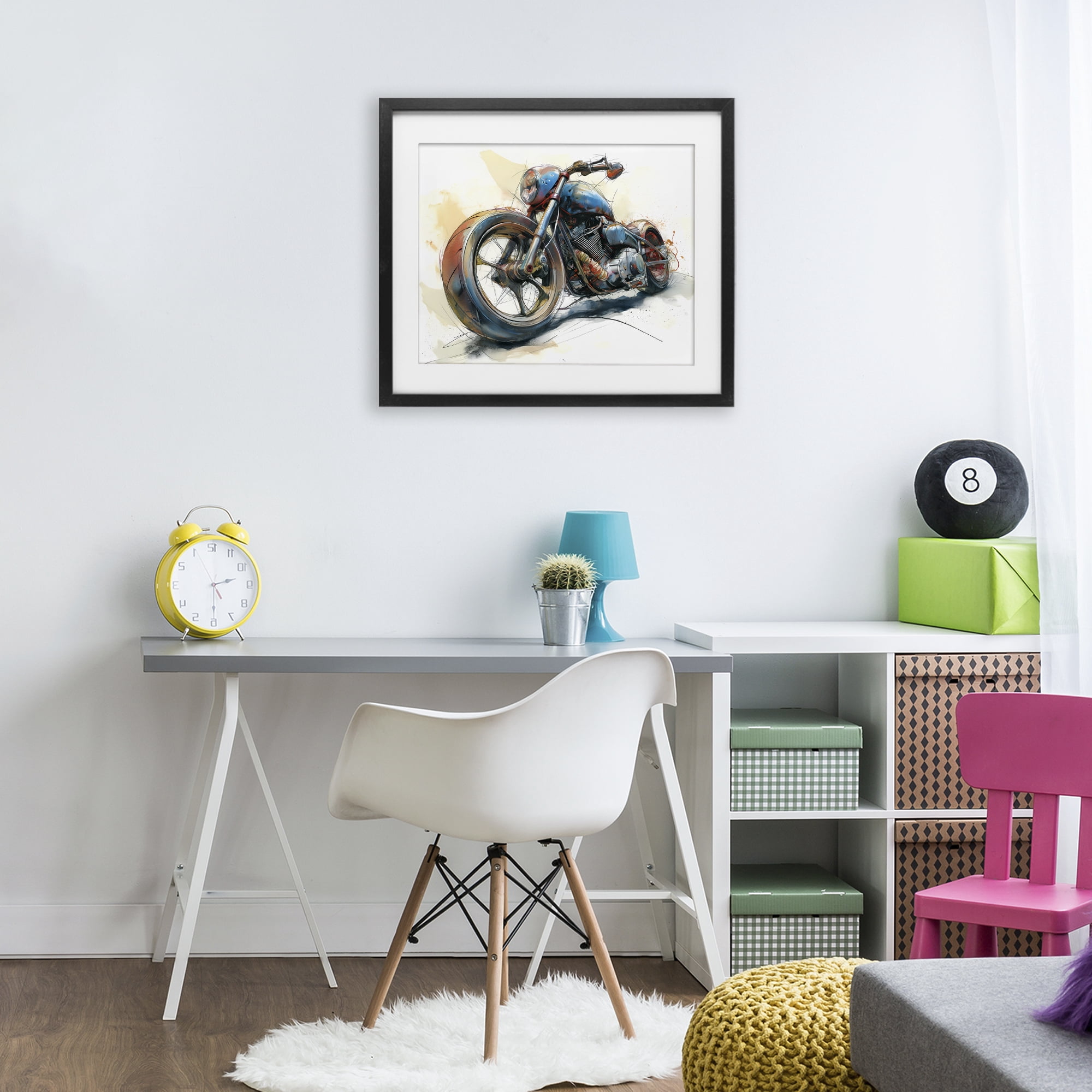Stupell Industries Whimsical Motorcycle Concept Black Framed Print Under Glass, design by Steve Hunziker