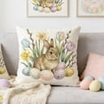 thumbnail image 2 of HuiXinOu Easter Decorative Pillow, Bunny and Chick Patterned Egg Print Cushion, Soft Comfortable Throw Pillow, Suitable for Sofa, Bedroom, Living Room Holiday Decoration, 2 of 6