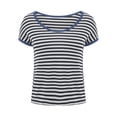 thumbnail image 4 of TODOZO Striped Tshirt Women Workout Shirts Women T Shirts for Women Women's Round Neck Loose Large Size Striped T Shirt Blue 7Xl, 4 of 7