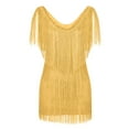 thumbnail image 4 of Dezsed Fringe Tassel Club Party Prom Dresses for Women Sexy Deep V-Neck Backless Bodycon Dress Summer Mini Dress 2024 Gold XL, 4 of 5