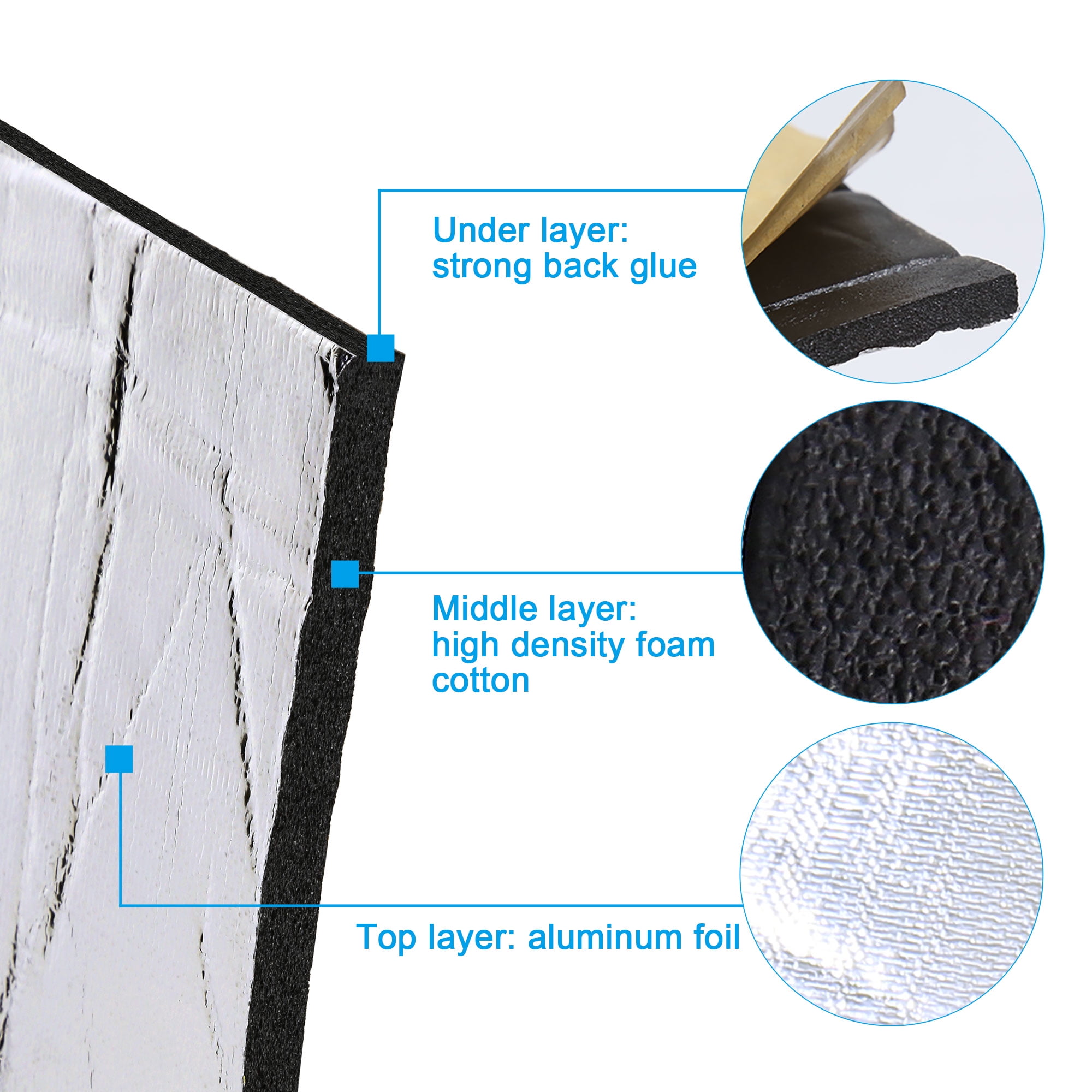 Unique Bargains 18pcs Car Sound Deadener Insulation Mat Intensive Aluminum