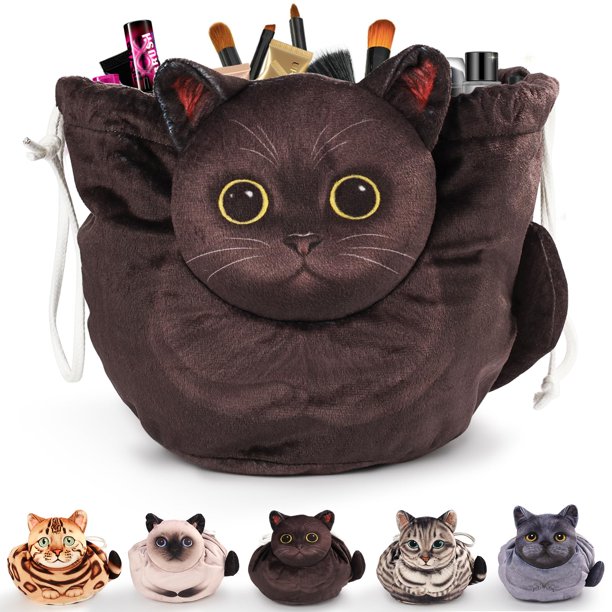 Bolsa de maquillaje Openhahaha Organizador de viaje con cordón para gatos