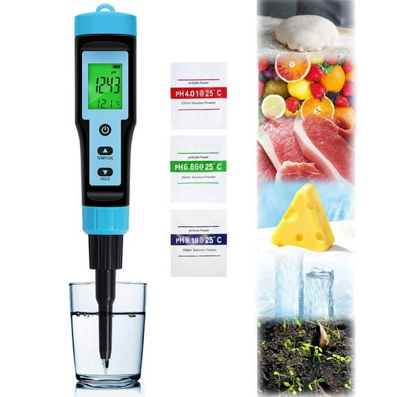 Digital PH Meter for Food, Soil PH Meter with Backlit LCD Display, High Accuracy PH Tester for Water,Sourdough, Bread, Soft Soil, Soap, Cheese