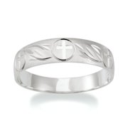 Men's 10kt White Gold Etched Wedding Band