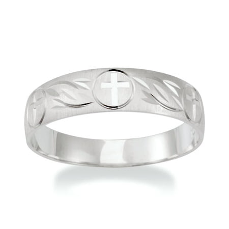 Men's 10kt White Gold Etched Wedding Band