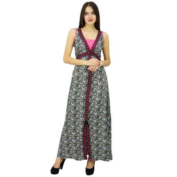 Bimba Womens Black Rayon Maxi Full Length Casual Summer Chic Gown Dresses