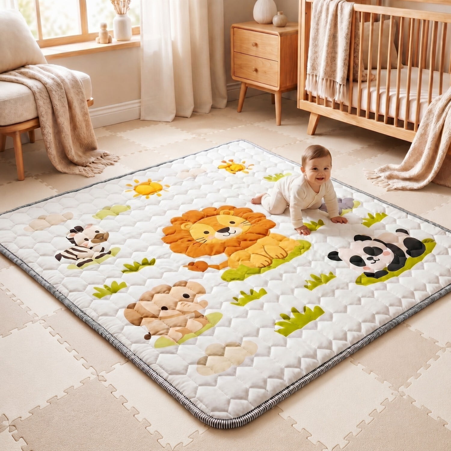 Easy4Home Large Baby Play Mat for Infants & Toddlers, 50"x50" Crawling Mat, Foldable Non-Slip Floor Playmat