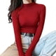thumbnail image 2 of Suéter de mujer suave Suéter básico de manga larga Suéter cálido para Vino rojo Yuyangstore Suéter de punto de mujer, 2 of 8