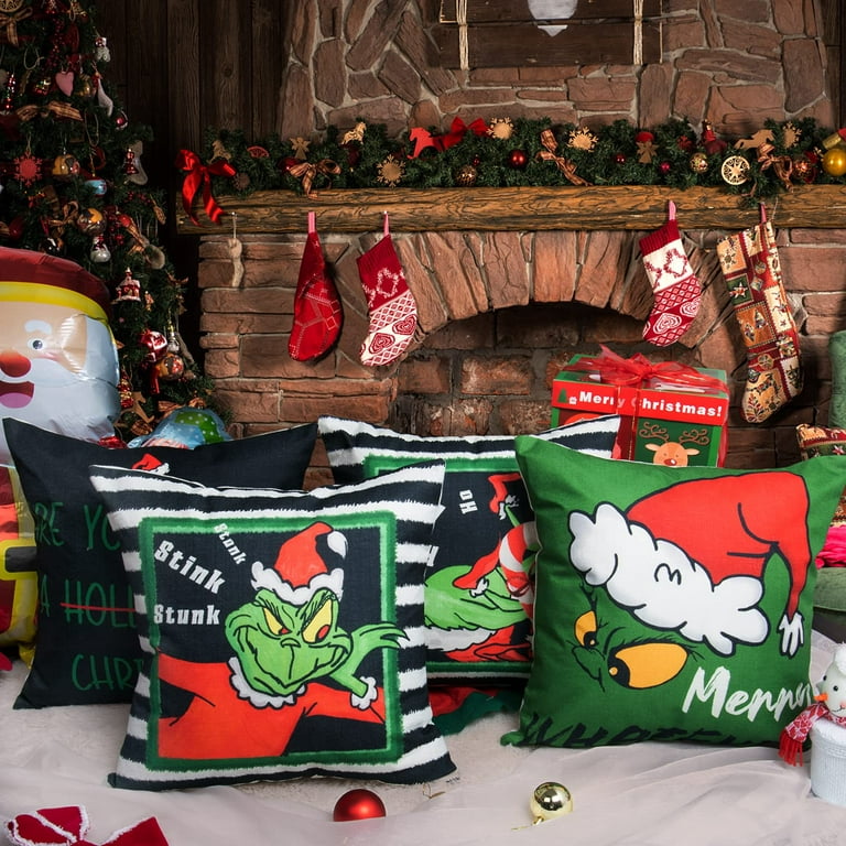 Christmas Pillow Covers 18x18 Set of 4 for Christmas Decorations Xmas Christmas Throw Pillow Covers Christmas Pillows Winter Holiday Throw Pillows