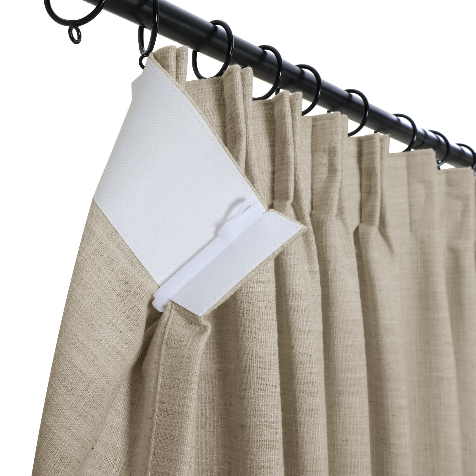 TWOPAGES 84 W X 102 L Inch Curtain Pinch Pleat Hanging Style Drape Light Filtering Linen Blend Textured Drapery for Kitchen, 1 Panel, Grey Beige
