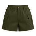 thumbnail image 4 of uublik Womens Shorts Cargo Summer Comfy Elastic Waist Drawstring Casual Shorts with Pockets, Army Green, 4 of 5