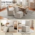 thumbnail image 3 of Usaint Upholstered Dining Chair with Casters and Storage, Fabric Rolling Desk Chair with Wheels for Home Office Living Room, Easy Assembly, Cream, 3 of 6