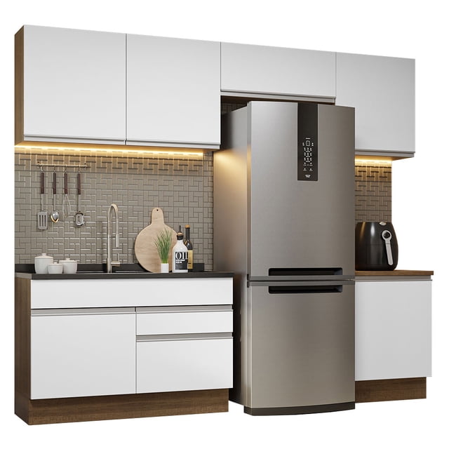 Cocina Integral 260cm Glamy Madesa Marrón/Blanco 05